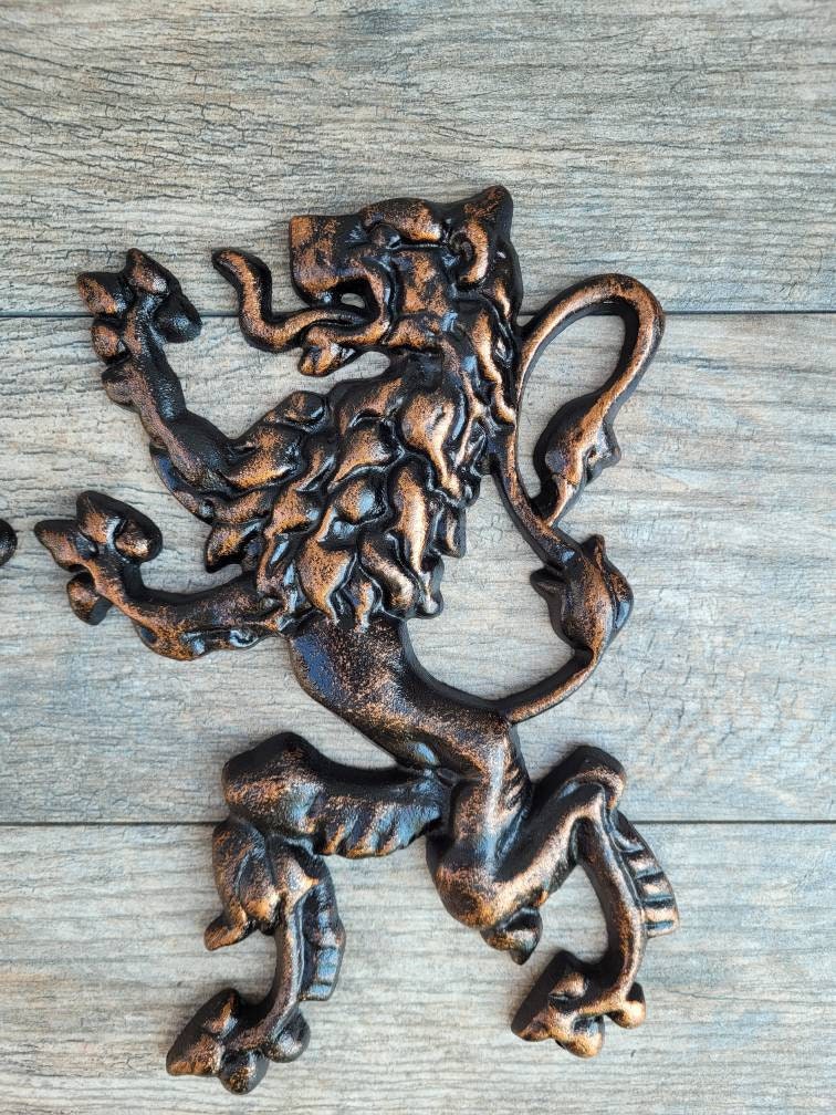 Set of 2 Cast Aluminum Lion Wall Plaques – Hand-Finished Oil Rubbed Bronze Wall Decor