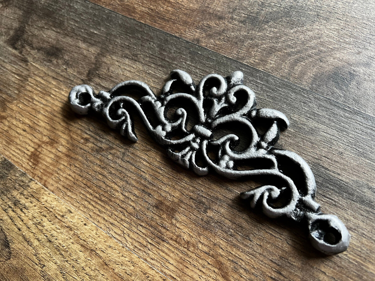 TWO Cast Iron Scroll Toppers | PICK Your COLOR | Cabinet Hardware | Wall Plaques | Tuscan | Kitchen | Pediment | Bathroom