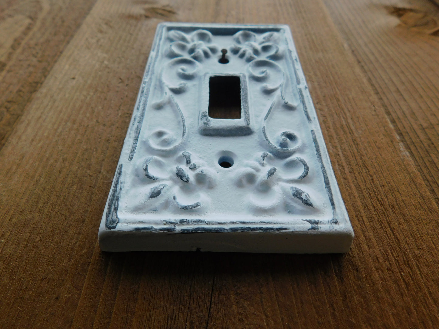 Single Toggle Light Switch Plate Cover, PICK YOUR COLOR, Shabby Chic, Metal Wall Decor, French Country Cottage, Rustic Cast Iron Decor
