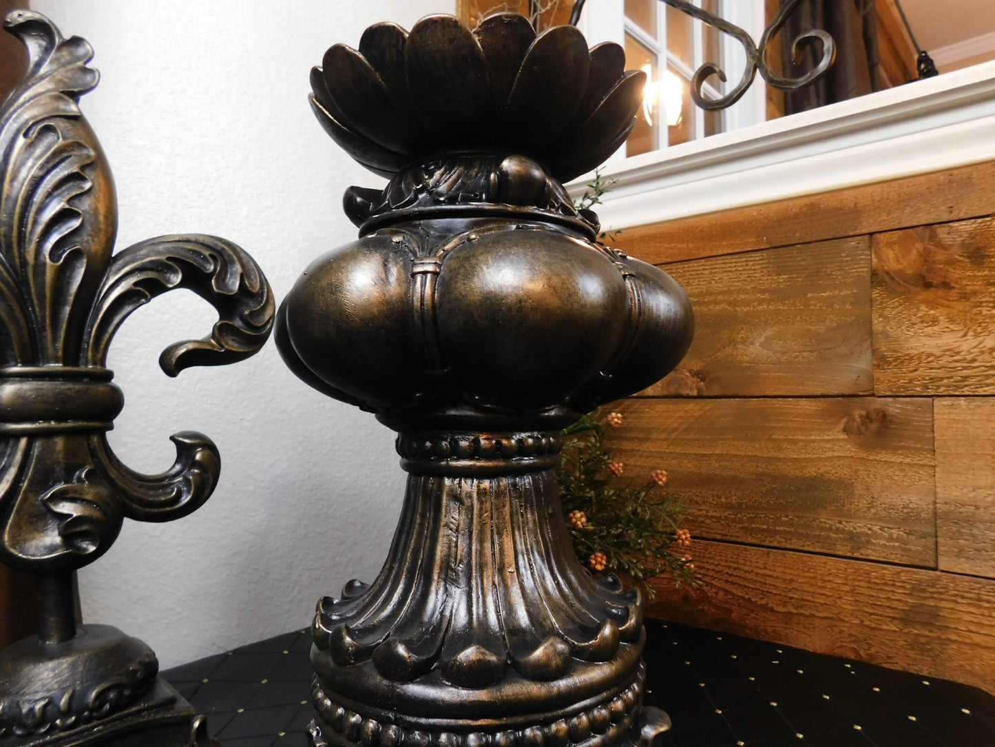 Tall Pillar Candle Holder - PICK YOUR COLOR - Hand painted and Handmade - Old World, Tuscan, Medieval, Traditional, Royal Home decor
