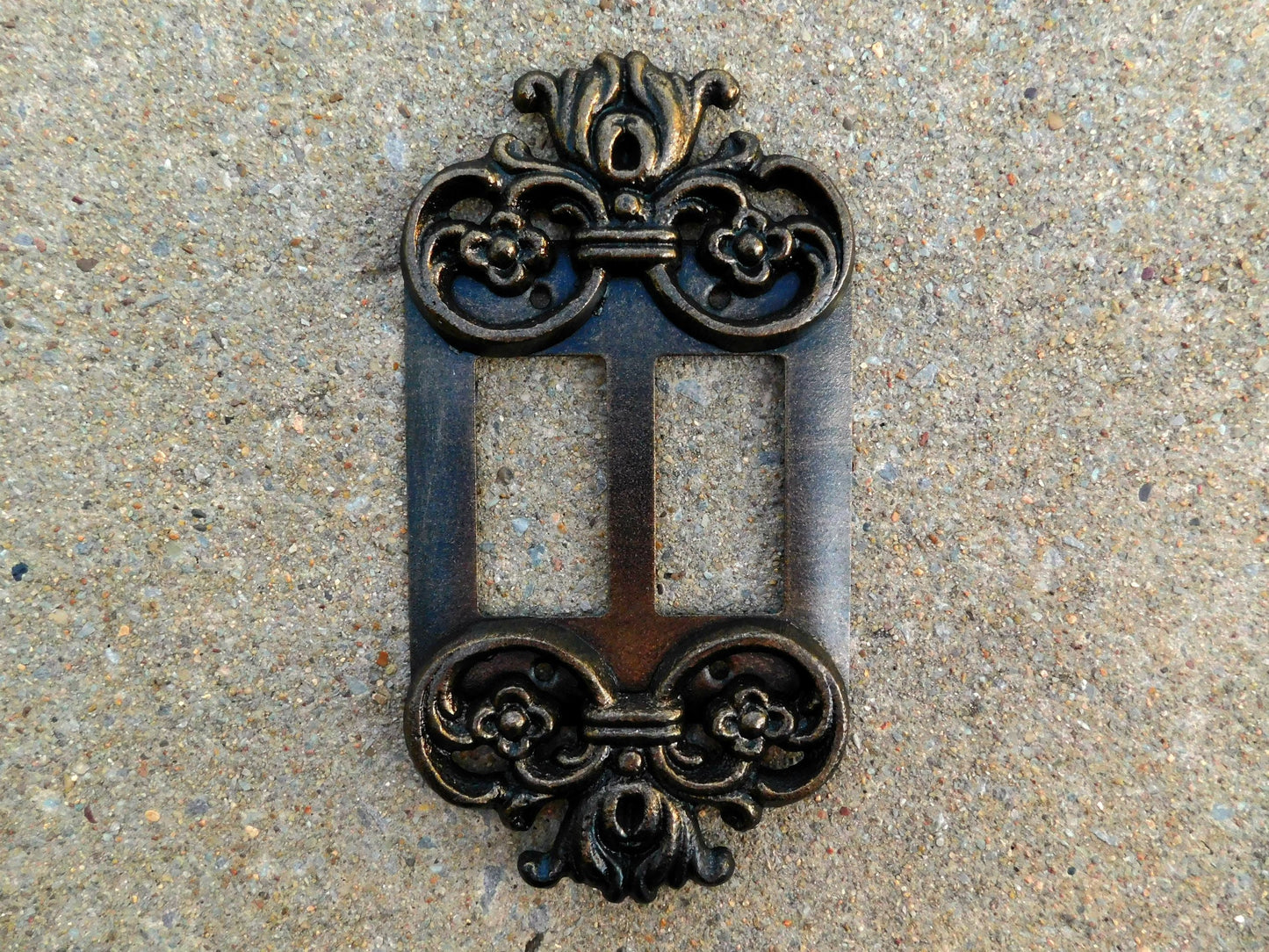Ornate 2 Rocker Switch Plate Cover, PICK your COLOR, Metal Wall Decor, GFI Rocker Switch, Outlet Plate Covers Double Rocker 2 gang decora