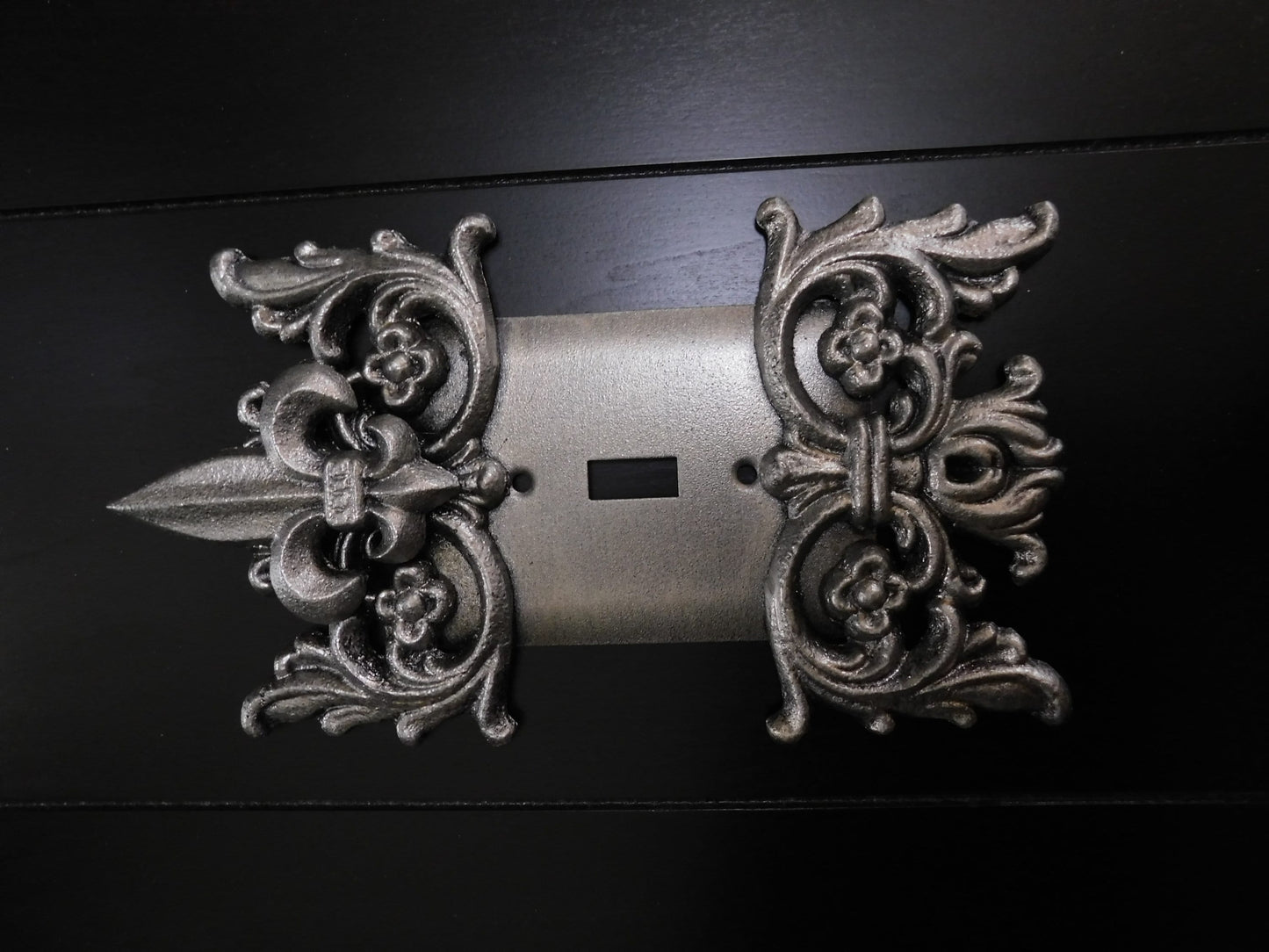 One Toggle Metal Light Switch Cover Plate - PICK YOUR COLOR - Single toggle Fleur de Lis switch cover. Original design. French Country