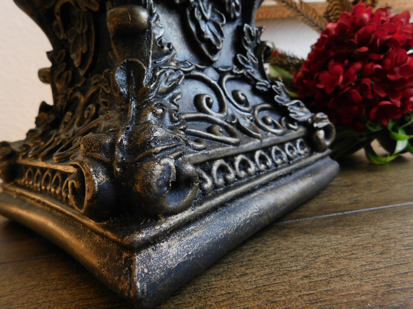 Ornate Candle Holder & Crown Candle Pin | PICK YOUR COLOR | Candle Holder Set Dining Table Centerpiece Table Decor Pillar Candle Holder
