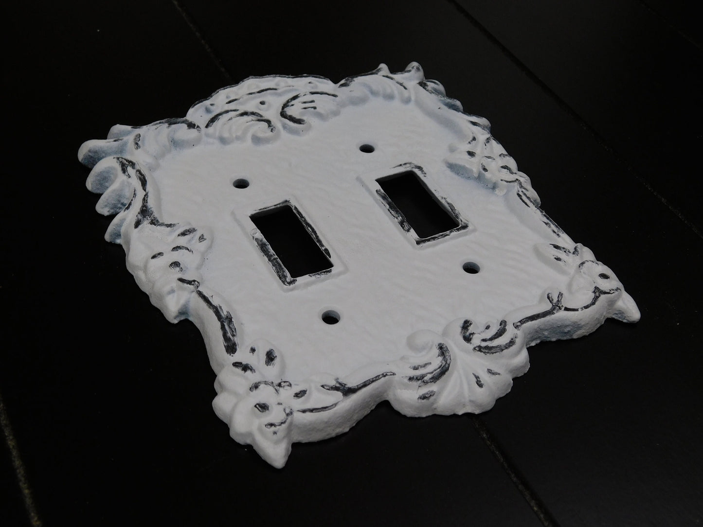 Double Toggle Switch Plate Cover, PICK YOUR COLOR, Two Toggle Metal Cast Iron Switch Plate, Bathroom Wall Decor. FleurDeLisJunkie