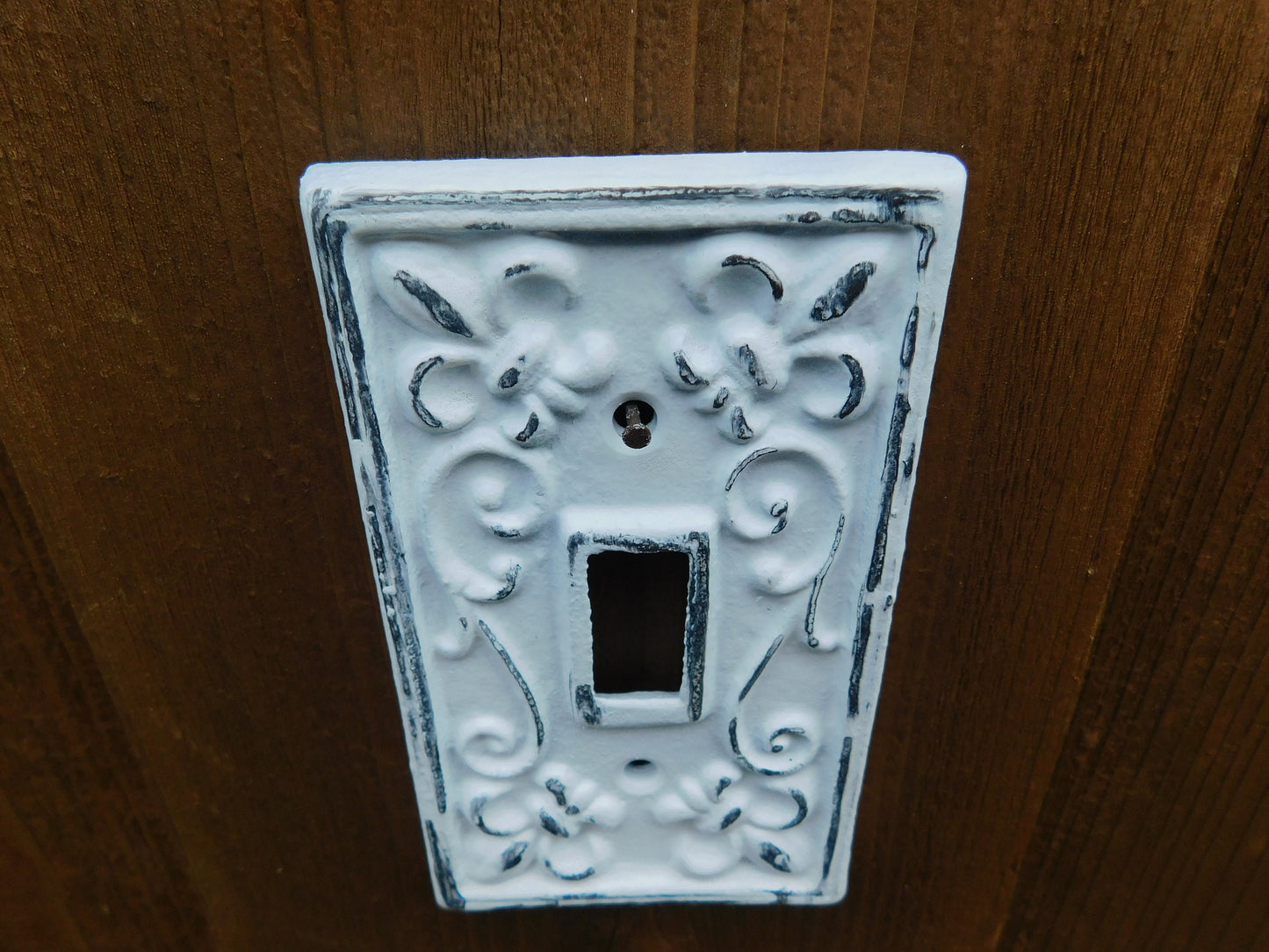 Single Toggle Light Switch Plate Cover, PICK YOUR COLOR, Shabby Chic, Metal Wall Decor, French Country Cottage, Rustic Cast Iron Decor