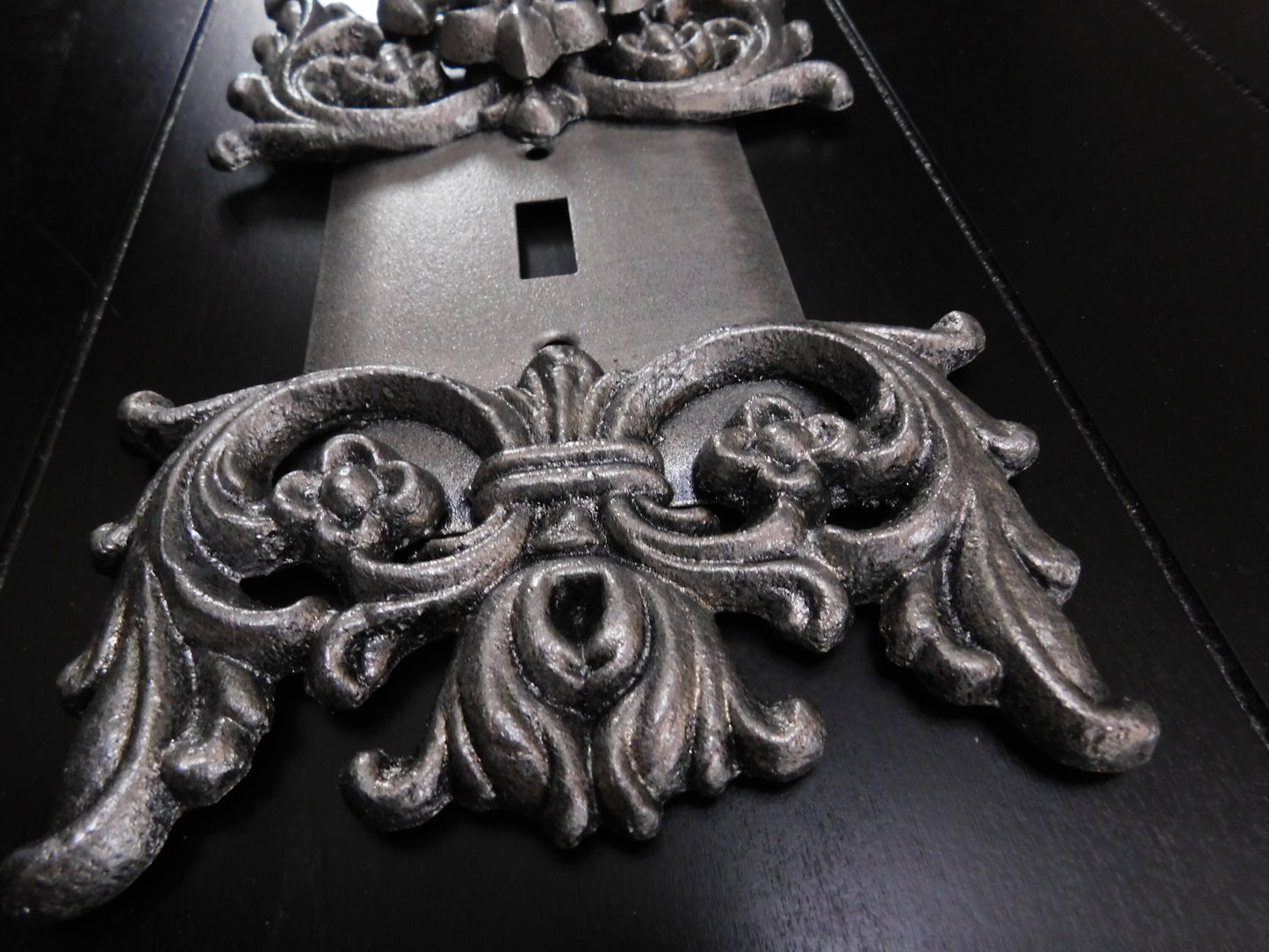 One Toggle Metal Light Switch Cover Plate - PICK YOUR COLOR - Single toggle Fleur de Lis switch cover. Original design. French Country