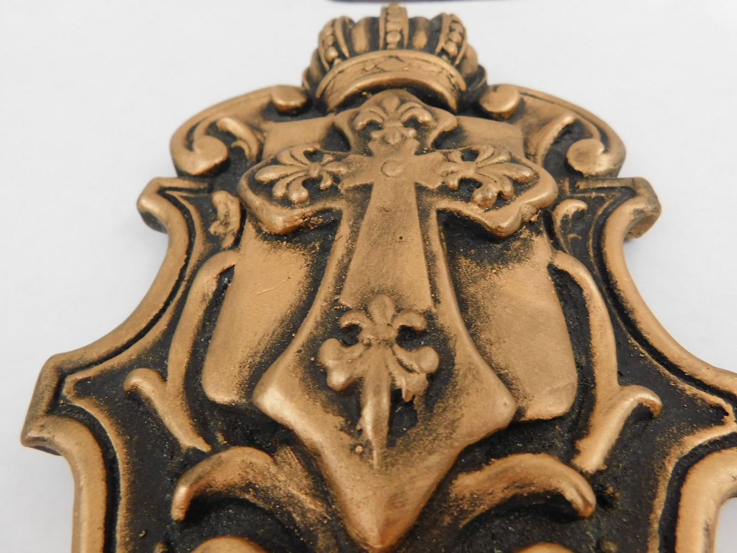 Cross Shield Wall Plaque | PICK YOUR COLOR | Wall Decor | Medieval | Old World | | Fleurdelisjunkie, Gold Leaf, Crown, French