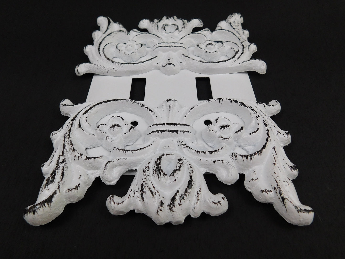 Double Toggle Light Switch Plate Cover | PICK YOUR COLOR | Shabby Chic Two gang Switch plate. Original Design. Victorian, Shabby Chic