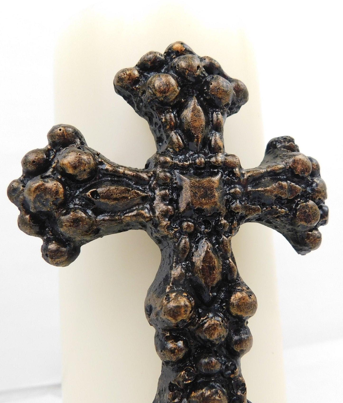 Set of 2 Cross Candle Accent Pin | PICK YOUR COLOR | Old World | Tuscan | Medieval | Crosses | Wedding favor | Baptism | Fleurdelisjunkie