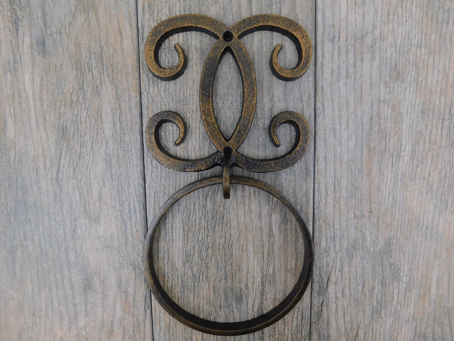 Iron Bathroom Hardware, Toilet Paper Holder and Towel Ring, Contemporary Modern Bathroom decor. Bath Hardware Handmade.