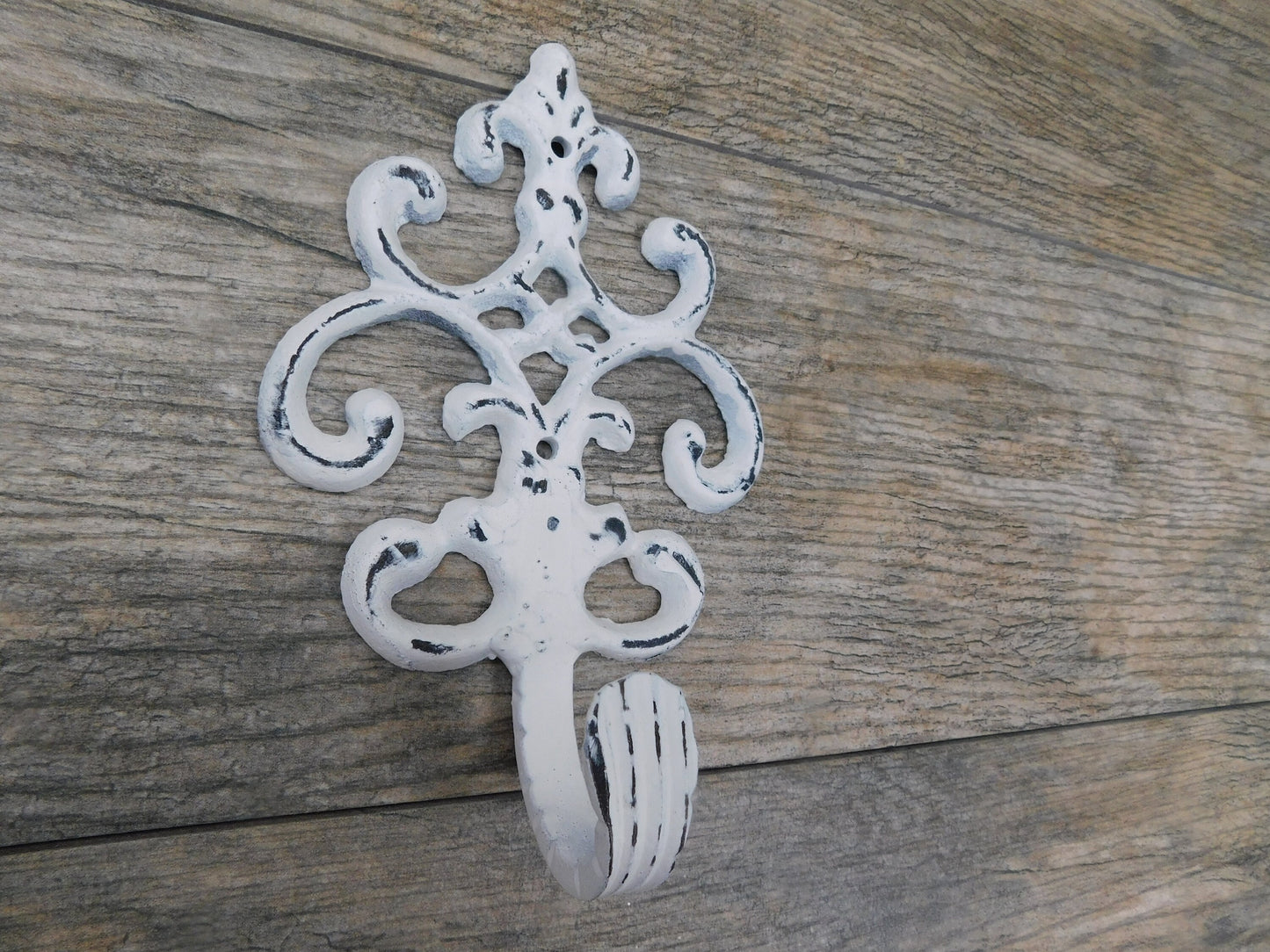 Shabby Chic Bath Towel Hook for Wall | PICK YOUR COLOR | Organization Hook | Scroll Home Decor | Fleur De Lis Metal Hook | Iron Wall Decor |