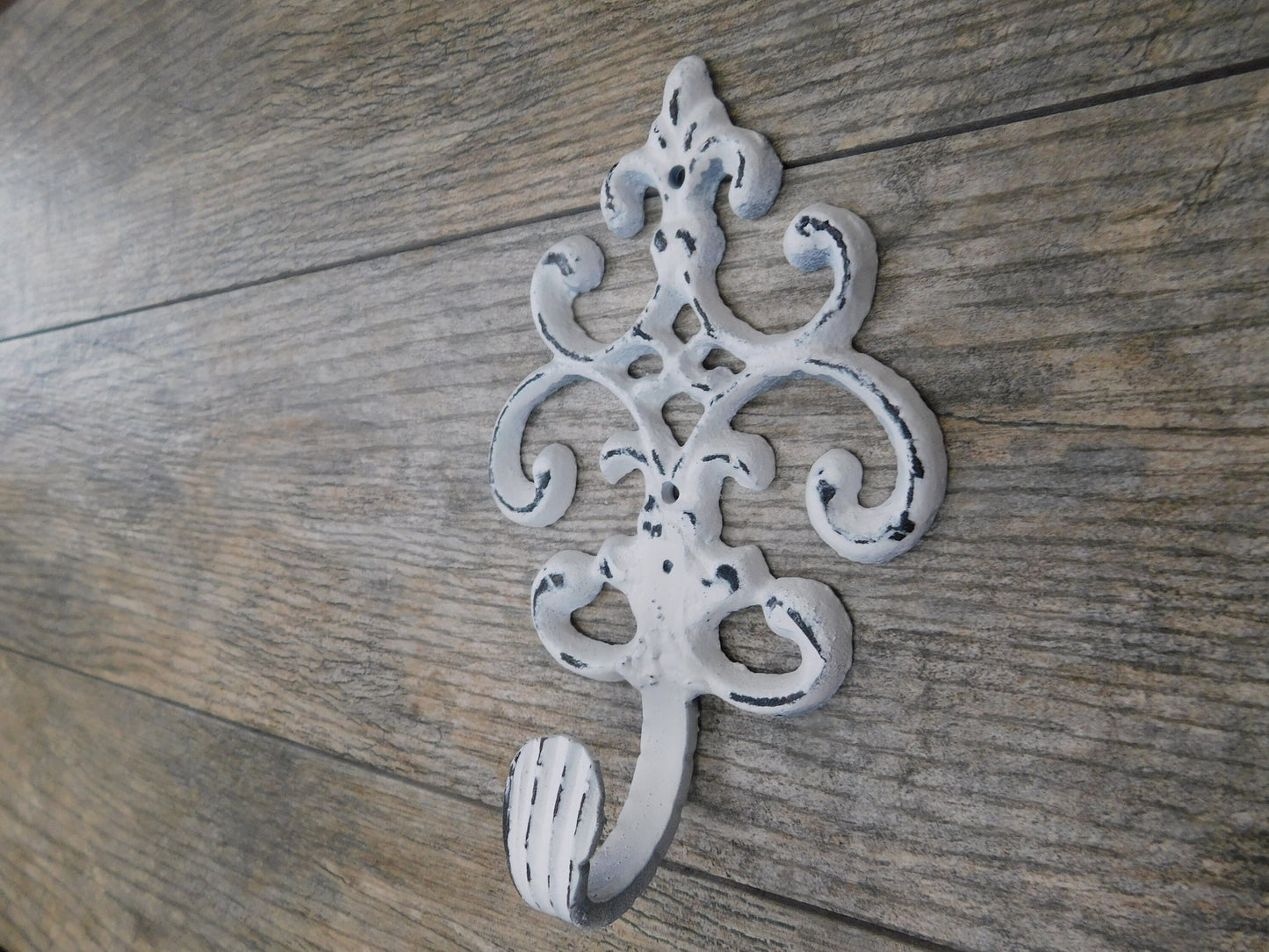 Shabby Chic Bath Towel Hook for Wall | PICK YOUR COLOR | Organization Hook | Scroll Home Decor | Fleur De Lis Metal Hook | Iron Wall Decor |