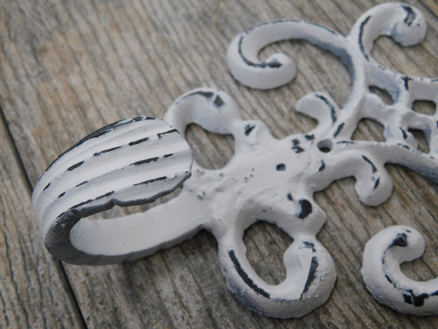 Shabby Chic Bath Towel Hook for Wall | PICK YOUR COLOR | Organization Hook | Scroll Home Decor | Fleur De Lis Metal Hook | Iron Wall Decor |