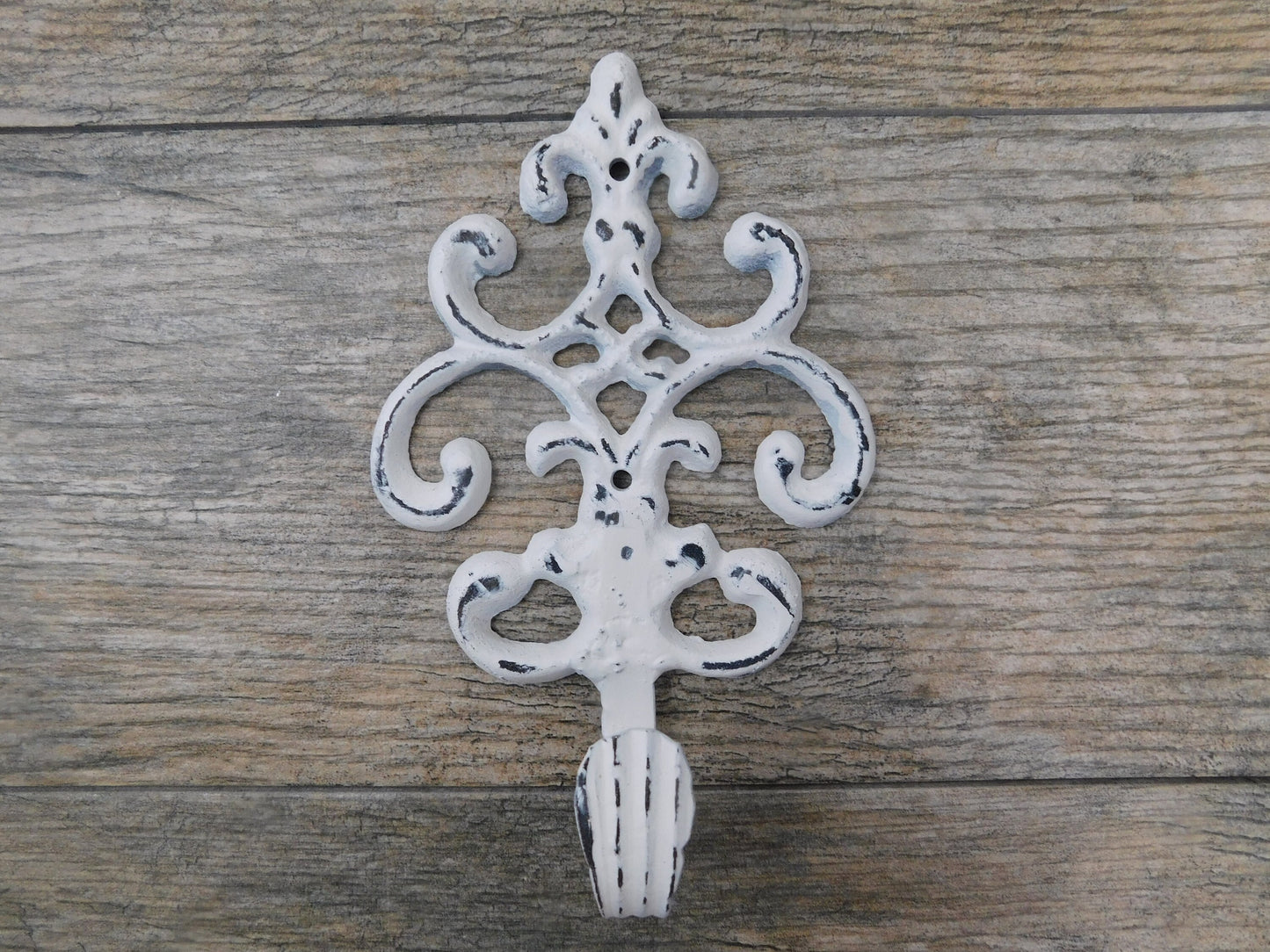 Shabby Chic Bath Towel Hook for Wall | PICK YOUR COLOR | Organization Hook | Scroll Home Decor | Fleur De Lis Metal Hook | Iron Wall Decor |