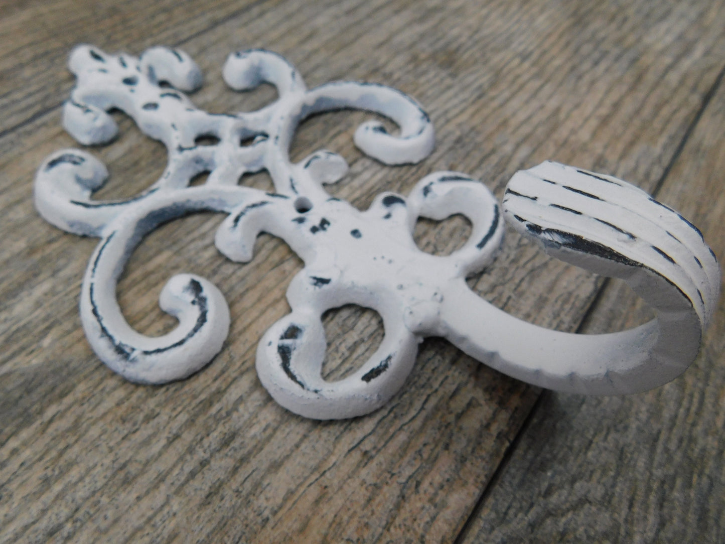 Shabby Chic Bath Towel Hook for Wall | PICK YOUR COLOR | Organization Hook | Scroll Home Decor | Fleur De Lis Metal Hook | Iron Wall Decor |