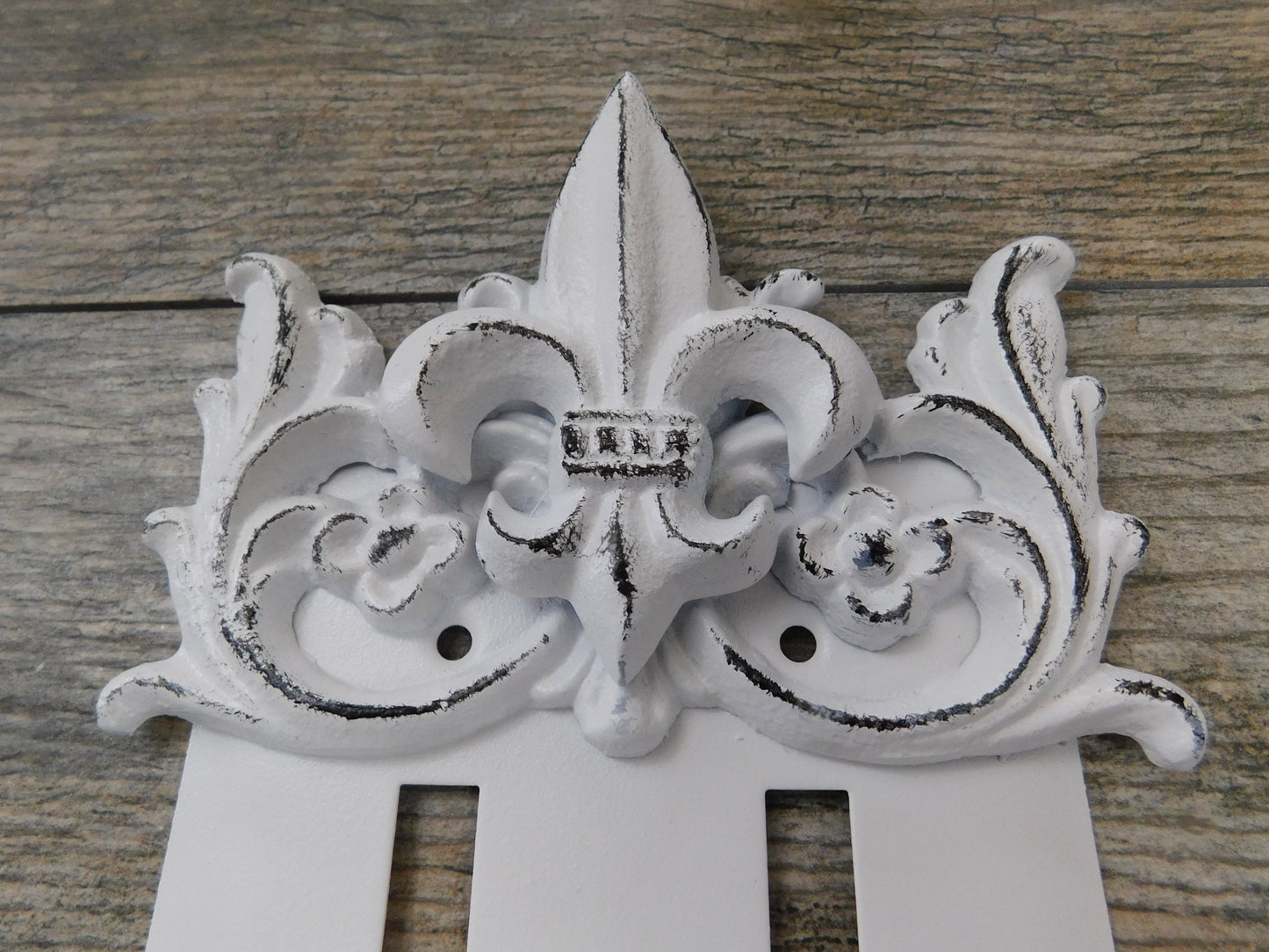 Metal Fleur De Lis Double Toggle Light Switch Cover Plate | PICK YOUR COLOR | Original design Iron Two Toggle | Victorian French Country