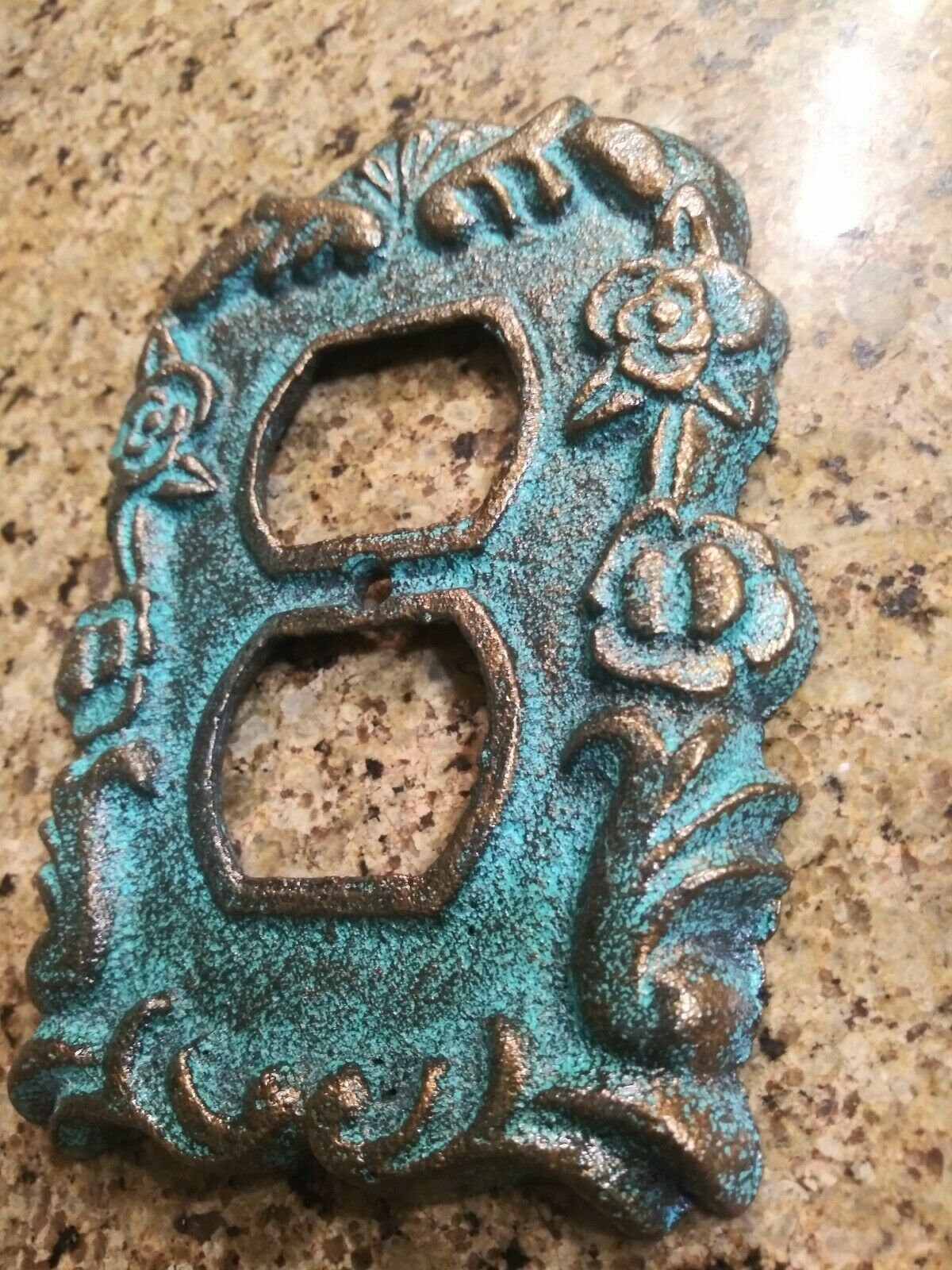 Metal Outlet Cover - PICK YOUR COLOR - Cast Iron Switch Plate - Turquoise Wall Decor - Ornate Home Decor - Plug Decor - Outlet Wall Plate -