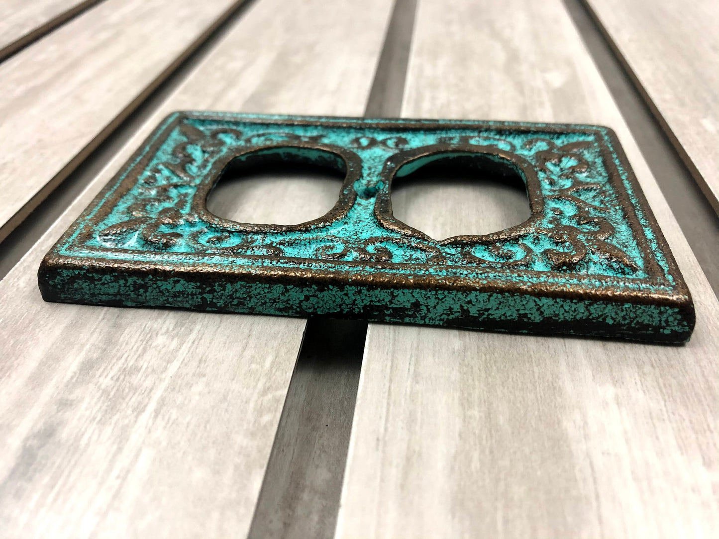 Metal Outlet Cover Plate | PICK YOUR COLOR | Cast iron Plug cover Switchplate | Tuscan | Hacienda | outlet plate | FleurDeLisJunkie |