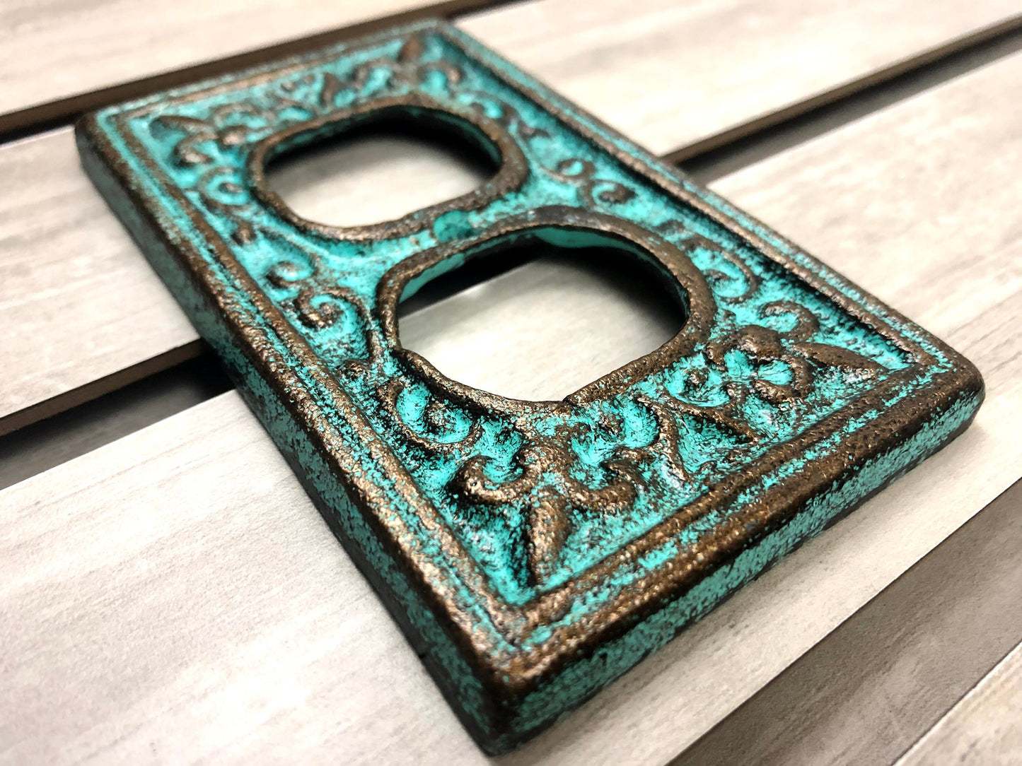 Metal Outlet Cover Plate | PICK YOUR COLOR | Cast iron Plug cover Switchplate | Tuscan | Hacienda | outlet plate | FleurDeLisJunkie |