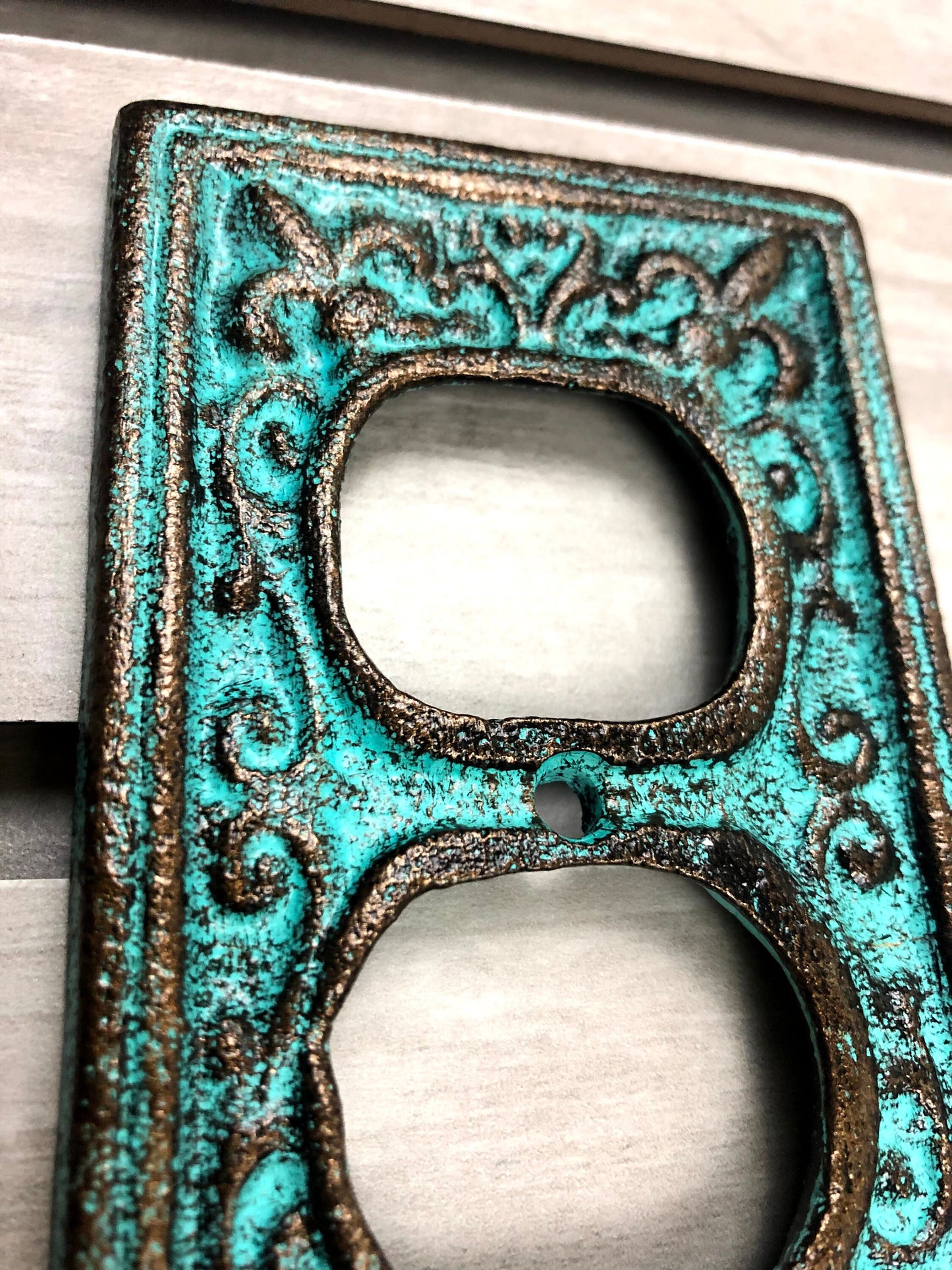 Metal Outlet Cover Plate | PICK YOUR COLOR | Cast iron Plug cover Switchplate | Tuscan | Hacienda | outlet plate | FleurDeLisJunkie |