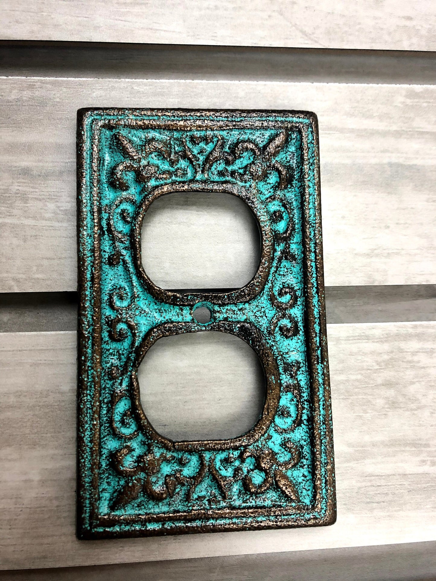 Metal Outlet Cover Plate | PICK YOUR COLOR | Cast iron Plug cover Switchplate | Tuscan | Hacienda | outlet plate | FleurDeLisJunkie |
