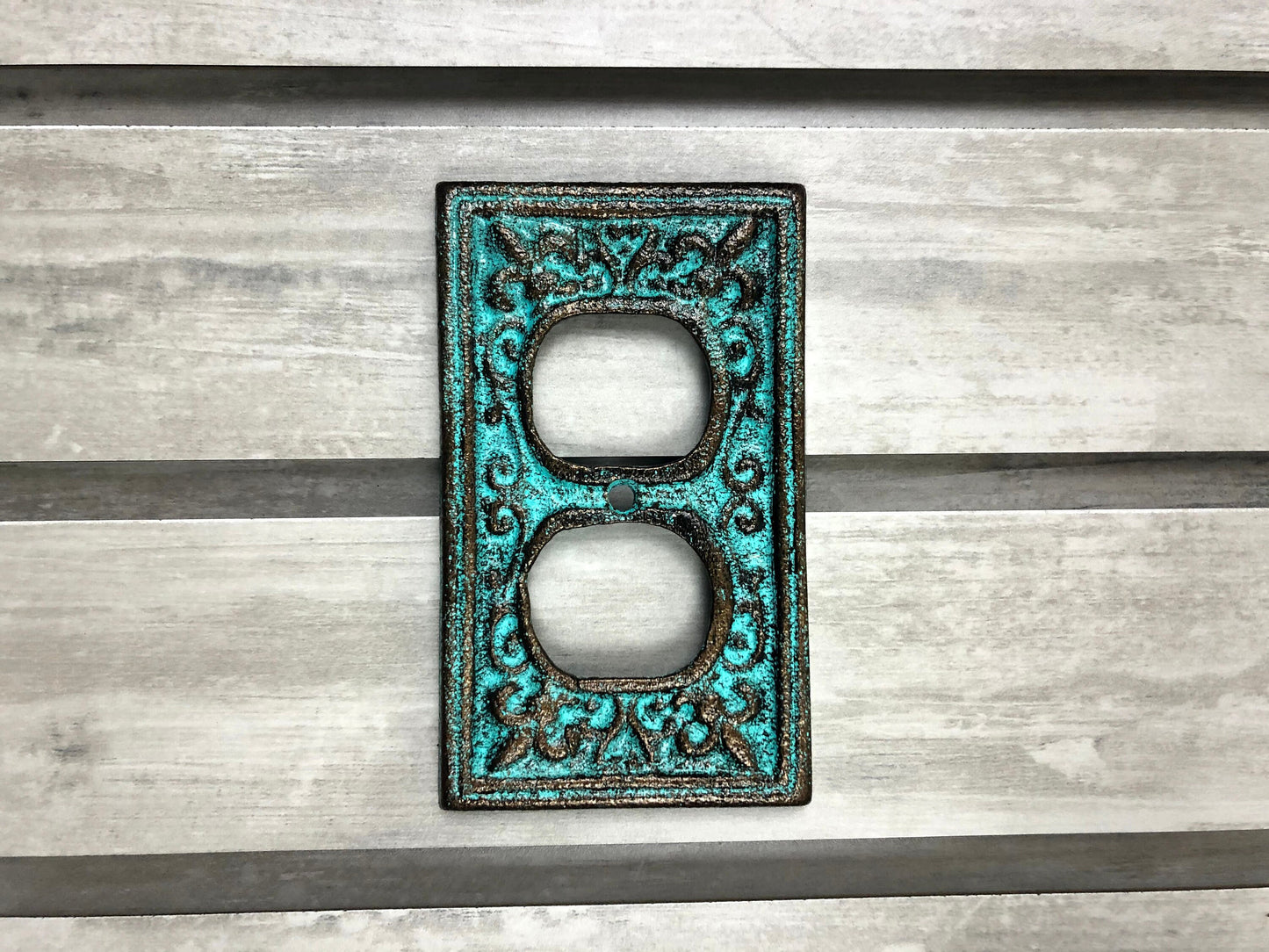 Metal Outlet Cover Plate | PICK YOUR COLOR | Cast iron Plug cover Switchplate | Tuscan | Hacienda | outlet plate | FleurDeLisJunkie |