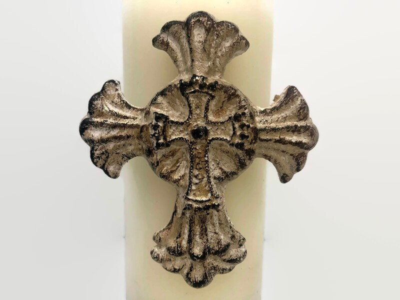 Set of 2 Cross Candle Pins for Pillar Candles | PICK YOUR COLOR | Baptism Gifts, Candle Accent Pins, Candle Decor | Wedding Table Decor |