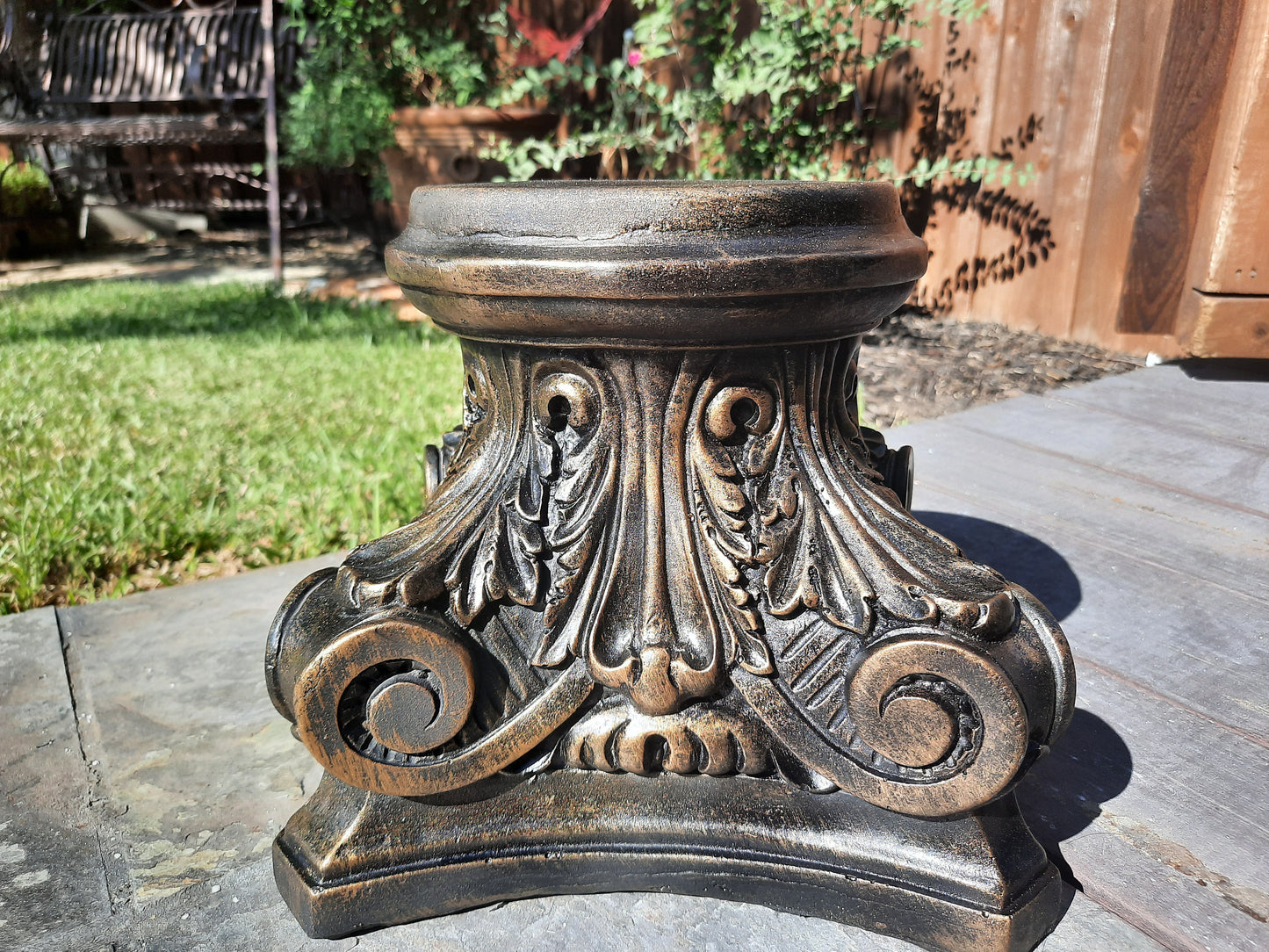 Large Capital Pillar Candle Holder | PICK YOUR COLOR | Column Pedestal Top | Rose Bowl Riser | Tuscan | Traditional | FleurDeLisJunkie |