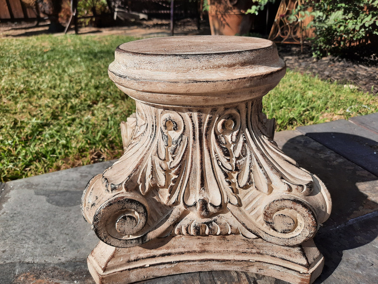Large Capital Pillar Candle Holder | PICK YOUR COLOR | Column Pedestal Top | Rose Bowl Riser | Tuscan | Traditional | FleurDeLisJunkie |