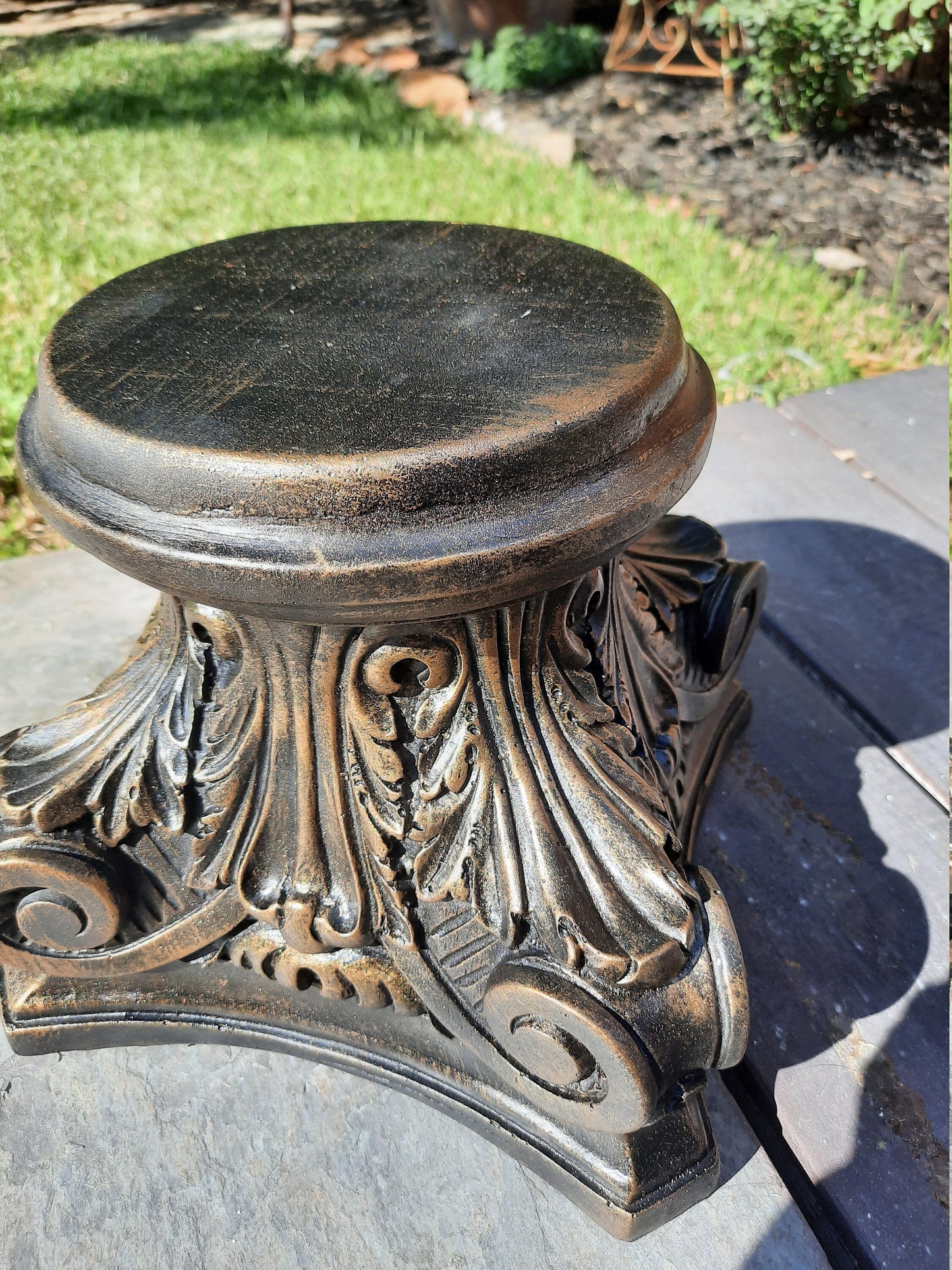 Large Capital Pillar Candle Holder | PICK YOUR COLOR | Column Pedestal Top | Rose Bowl Riser | Tuscan | Traditional | FleurDeLisJunkie |