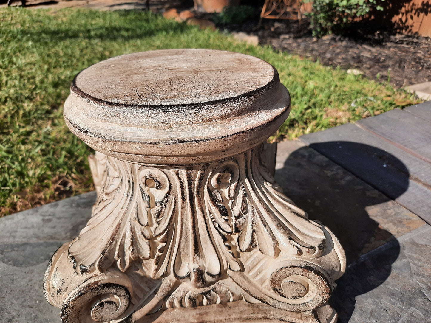 Large Capital Pillar Candle Holder | PICK YOUR COLOR | Column Pedestal Top | Rose Bowl Riser | Tuscan | Traditional | FleurDeLisJunkie |