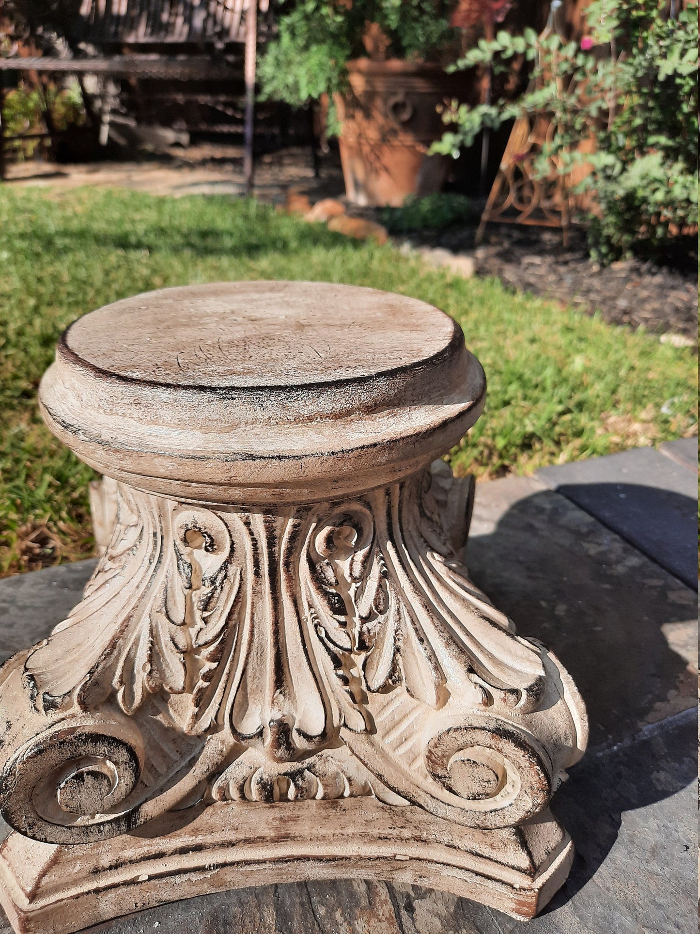Large Capital Pillar Candle Holder | PICK YOUR COLOR | Column Pedestal Top | Rose Bowl Riser | Tuscan | Traditional | FleurDeLisJunkie |