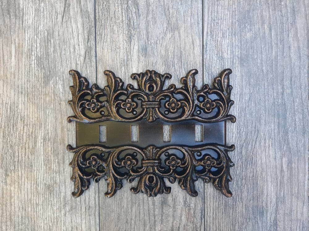 Quad Toggle Swtich Plate Cover | PICK YOUR COLOR | Four Gang Switchplate | Tuscan | decorative light switch | FleurDeLisJunkie |