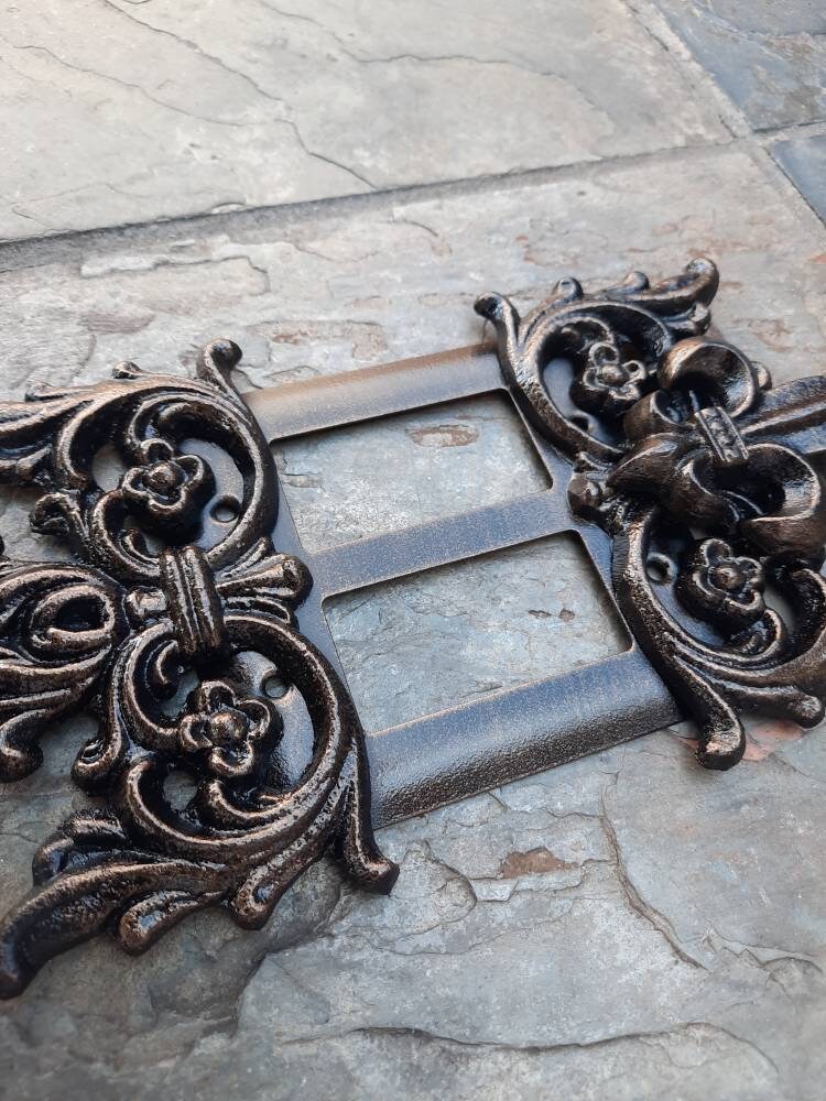 2 Rocker Fleur De Lis Decorative Light Switch plate cover | PICK YOUR COLOR | Old World, Light Wall Plates. Double Rocker two gang metal