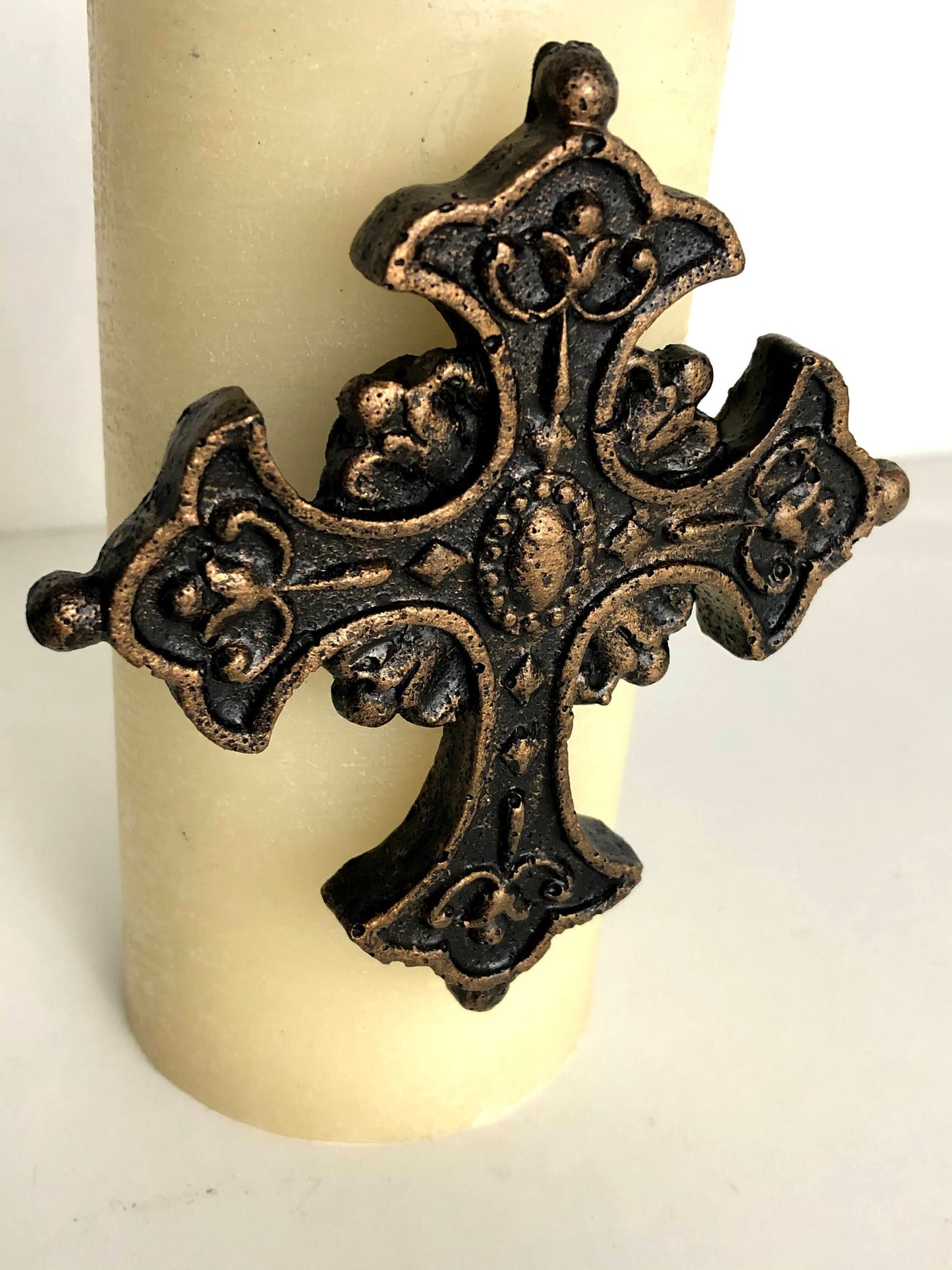 Cross Candle Pin | PICK YOUR COLOR | Crosses for Candles | Pillar Candle Decor | Crown, Fleur De Lis | FleurDeLisJunkie |