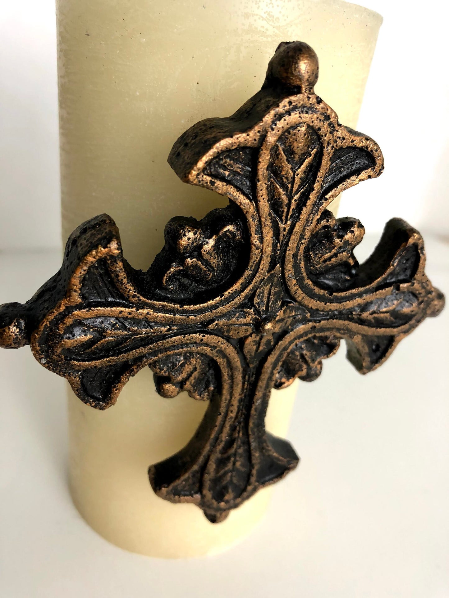 Cross Candle Pin for Pillar Candle. PICK YOUR COLOR. Fleur de Lis Crown Old World Tuscan Gift. Baptism Confirmation Gift. FleurDeLisJunkie