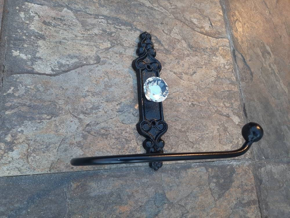 Toilet Paper Holder with Crystal Look Vintage Style Doorknob, Royal Medieval Gothic, Tuscan, Rustic Decor, TP Holder, Euro style, NEW