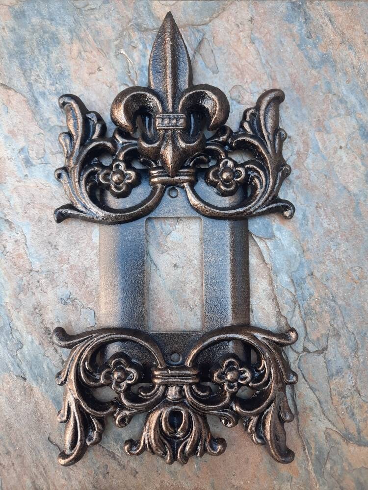 Single Rocker Switch Plate | PICK YOUR COLOR | Fleur De Lis | French Country | Lighting | Wall Art | Light Switch Cover| FleurDeLisJunkie