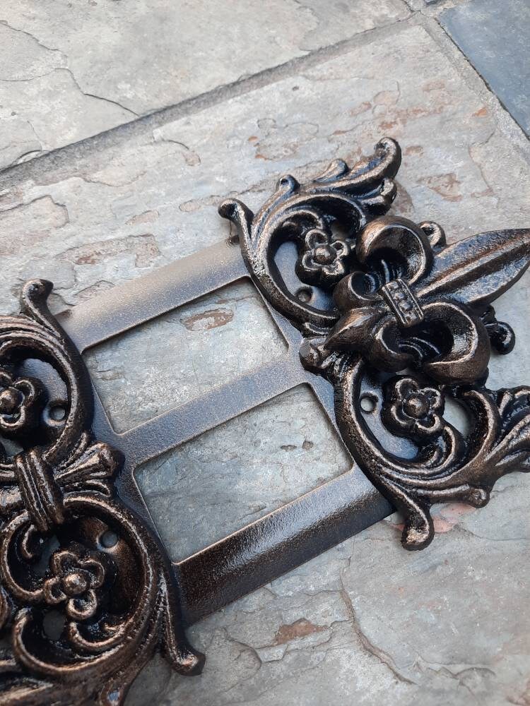 2 Rocker Fleur De Lis Decorative Light Switch plate cover | PICK YOUR COLOR | Old World, Light Wall Plates. Double Rocker two gang metal