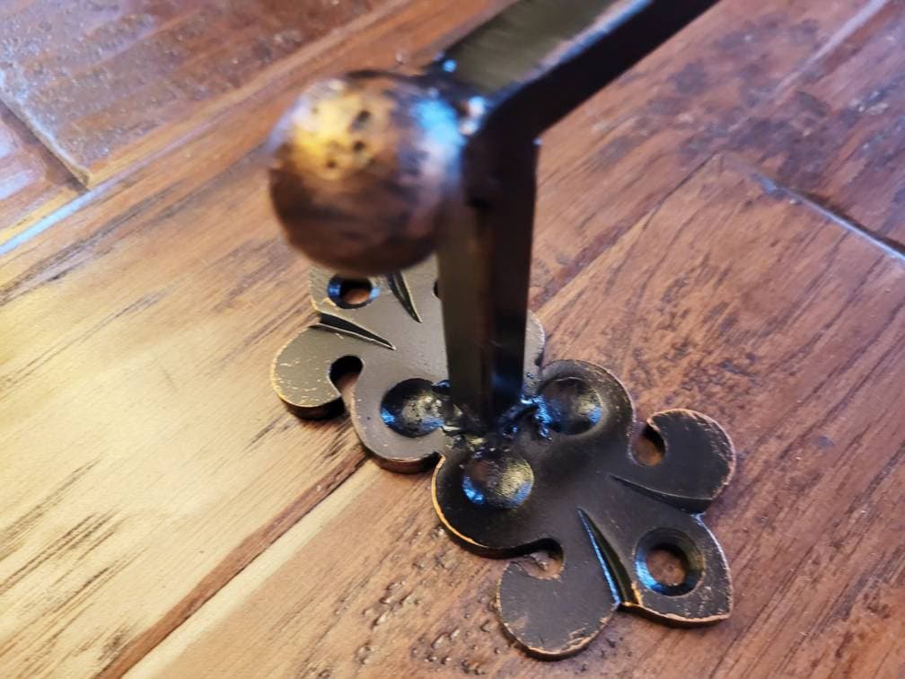 Metal Towel Bar for Bathrooom, hand painted. Original design. Hacienda Spanish Mediterranean Medieval Royal Old World Iron Bath Fixture.