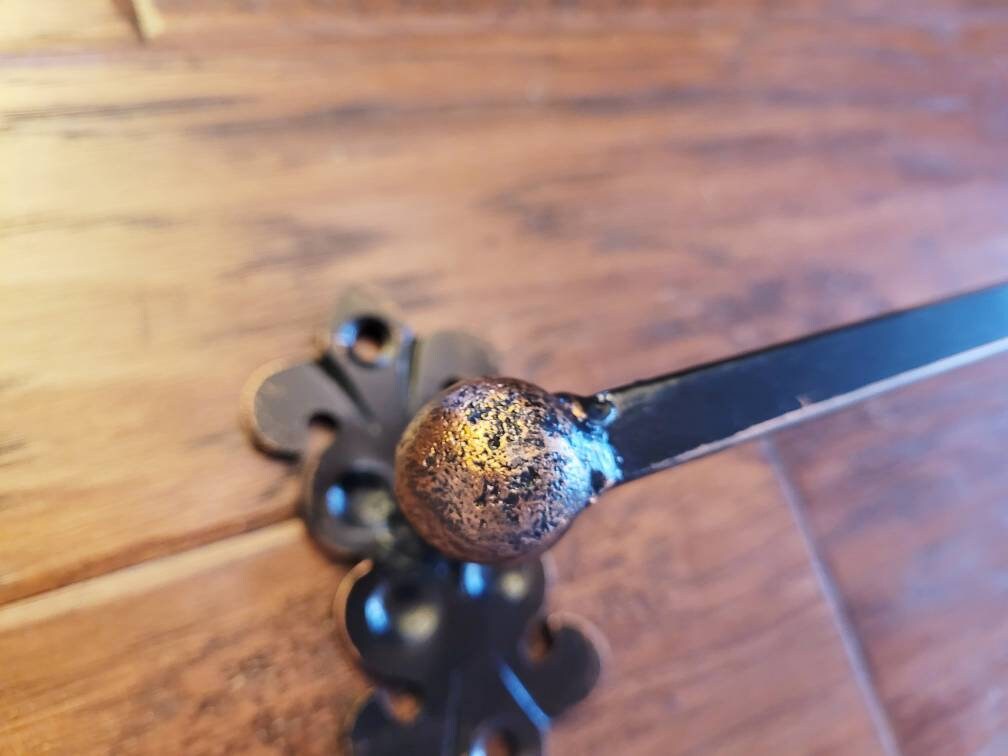 Metal Towel Bar for Bathrooom, hand painted. Original design. Hacienda Spanish Mediterranean Medieval Royal Old World Iron Bath Fixture.