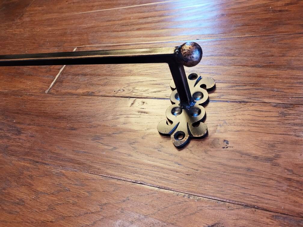 Metal Towel Bar for Bathrooom, hand painted. Original design. Hacienda Spanish Mediterranean Medieval Royal Old World Iron Bath Fixture.