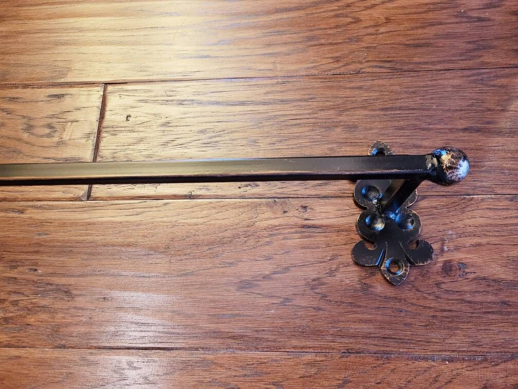 Metal Towel Bar for Bathrooom, hand painted. Original design. Hacienda Spanish Mediterranean Medieval Royal Old World Iron Bath Fixture.