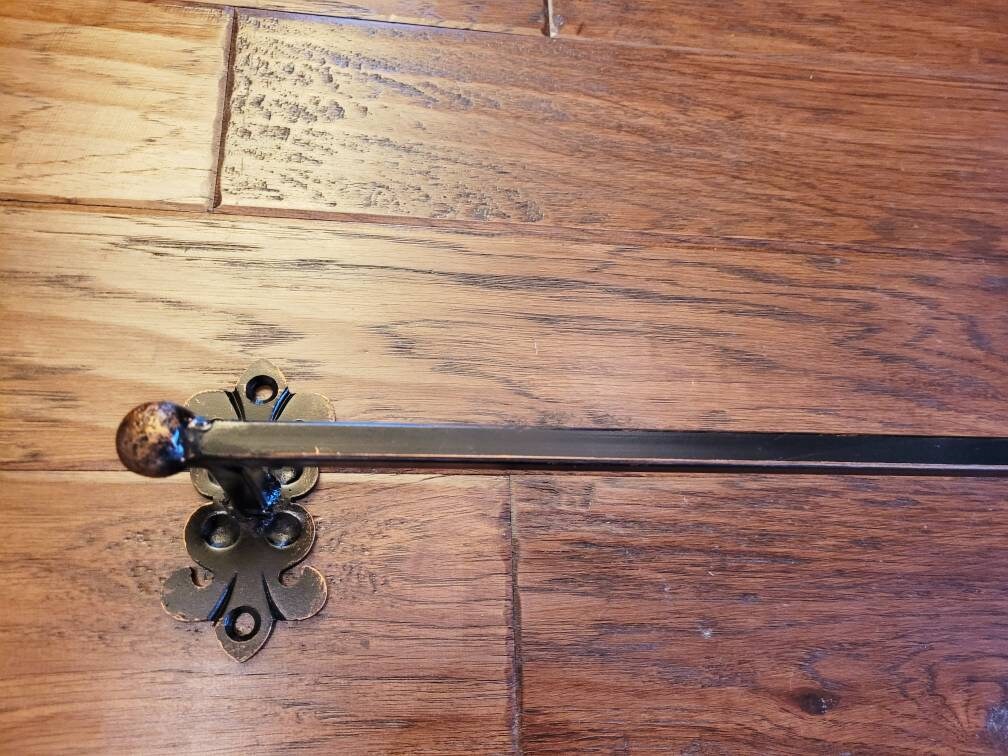 Metal Towel Bar for Bathrooom, hand painted. Original design. Hacienda Spanish Mediterranean Medieval Royal Old World Iron Bath Fixture.