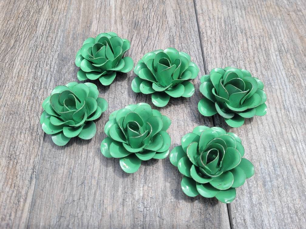 Small Metal Roses | Set of 6 | Rusty Roses | Farmhouse | FREE USA SHIPPING | FleurDeLisJunkie | Supplies | Western | Craft supplies | Iron