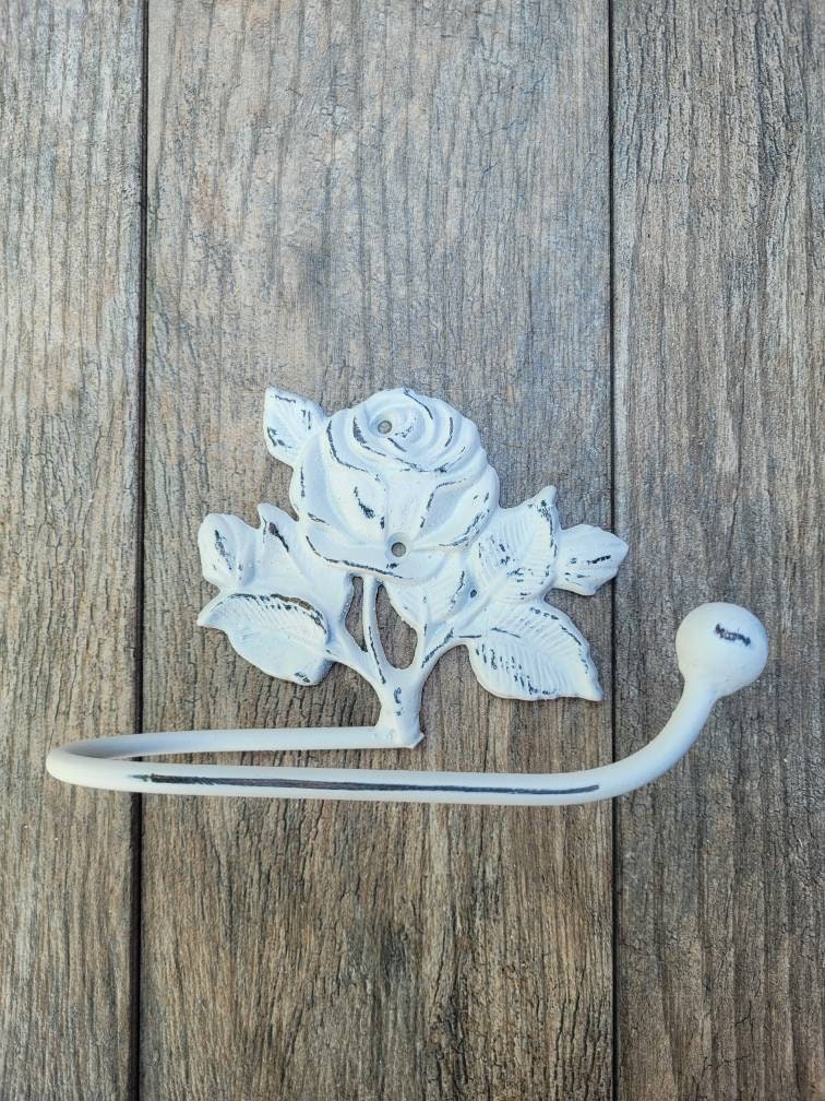 Toilet Paper Holder Rose Tissue Holder, PICK Your COLOR, TP Hanger, Cottage Bathroom, Iron Metal Bath Hardware Shabby chic, Victorian