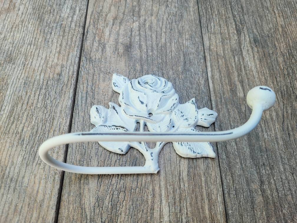 Toilet Paper Holder Rose Tissue Holder, PICK Your COLOR, TP Hanger, Cottage Bathroom, Iron Metal Bath Hardware Shabby chic, Victorian