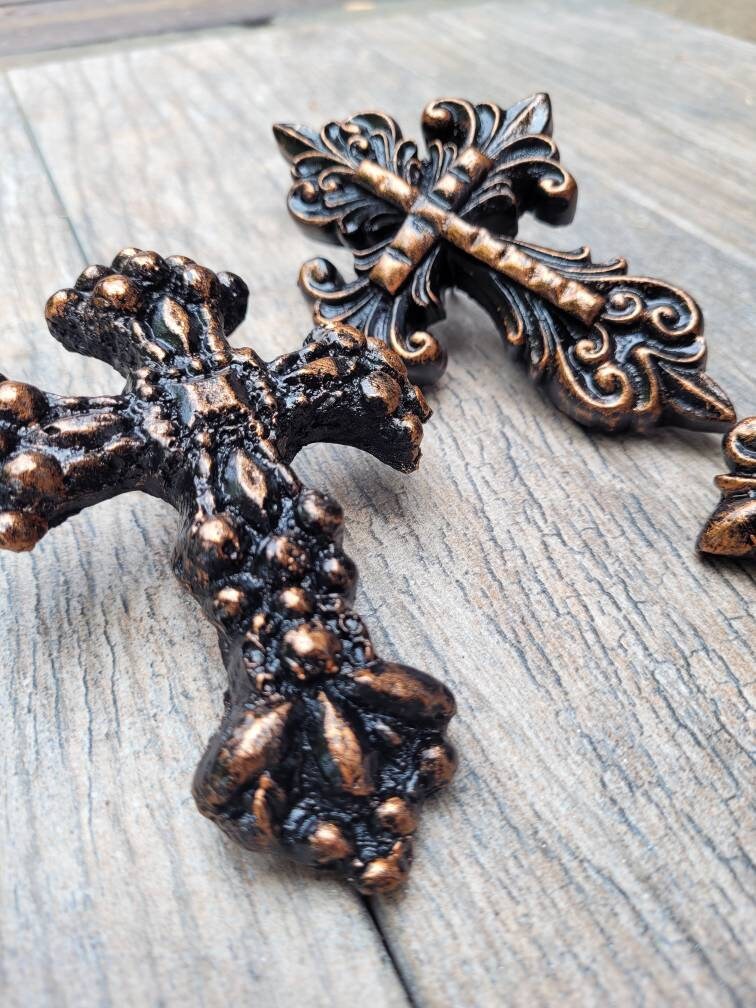 THREE Cross Candle Pins | Set of 3 crosses for pillar candles | PICK Your COLOR | Candle Decor, Candle Bling. | FleurDeLisJunkie | Fleur