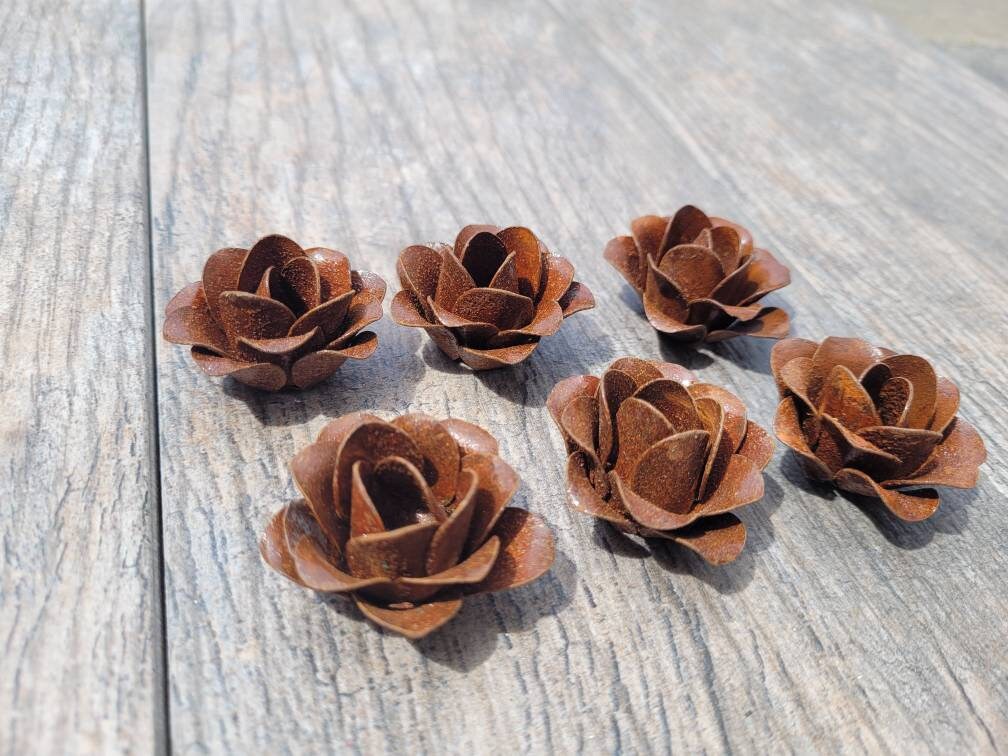 Small Metal Roses | Set of 6 | Rusty Roses | Rustic | Farmhouse | FREE USA SHIPPING | FleurDeLisJunkie | Supplies | Western | craft supplies
