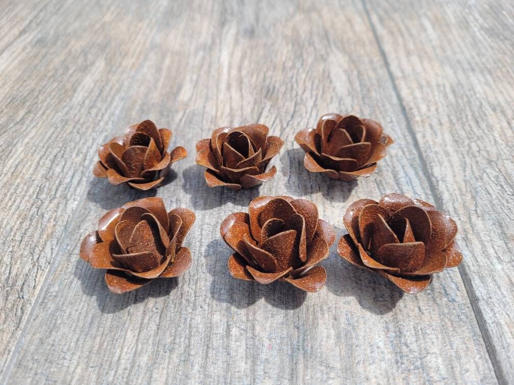 Small Metal Roses | Set of 6 | Rusty Roses | Rustic | Farmhouse | FREE USA SHIPPING | FleurDeLisJunkie | Supplies | Western | craft supplies